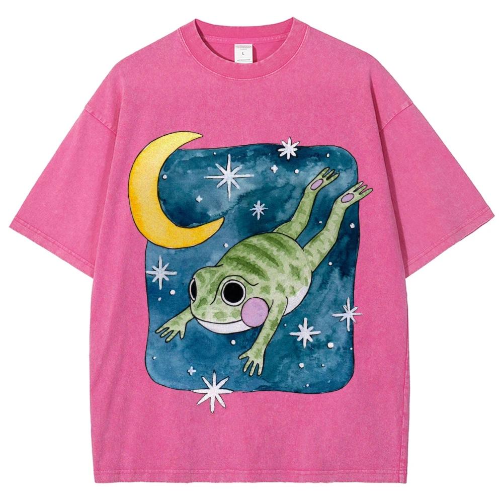 Übergroßes Y2K Style Top American Vintage Frosch Grafik Trend T-Shirt Für Frauen und Männer in Oberbekleidung Streetwear 100% Baumwolle