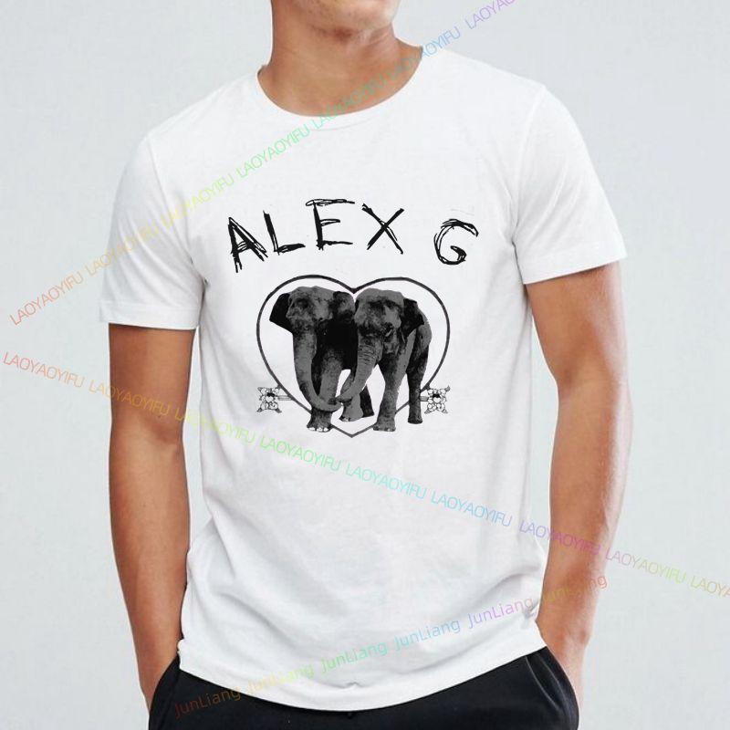 Tričko Alex G Funny Print Módní styl Gotický ležérní top Volné tričko s krátkým rukávem a výstřihem