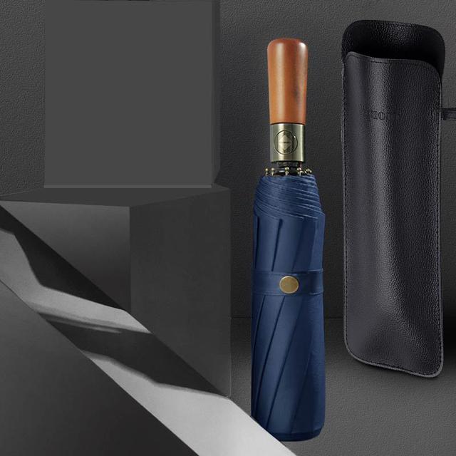 

Роскошный автоматический деловой зонт для мужчин, анти-УФ-зонтик, пляжный зонт, портативный складной автомобильный ветрозащитный зонт от дождя синий