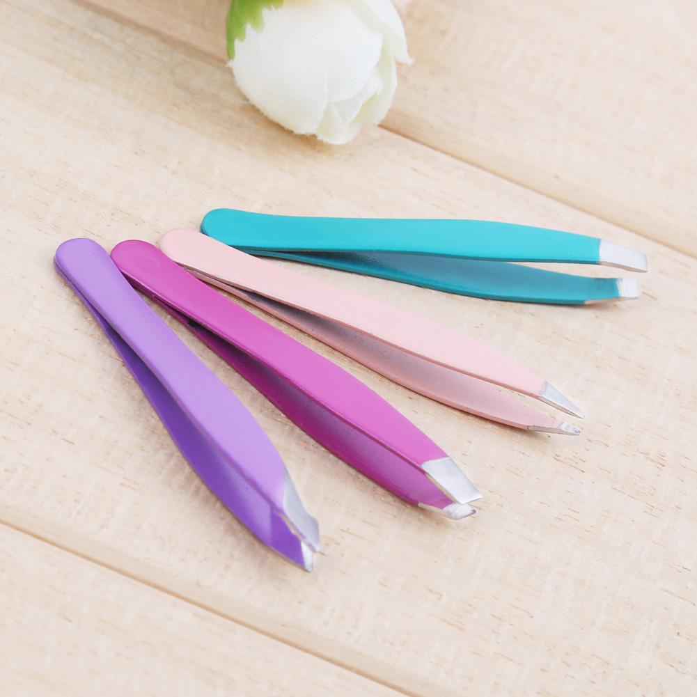 4pcs Eyebrow Tweezers Stainless Steel Professional Eyelash Tweezer Anti-rust Trimming Tweezers Cosmetic Beauty Makeup Tool