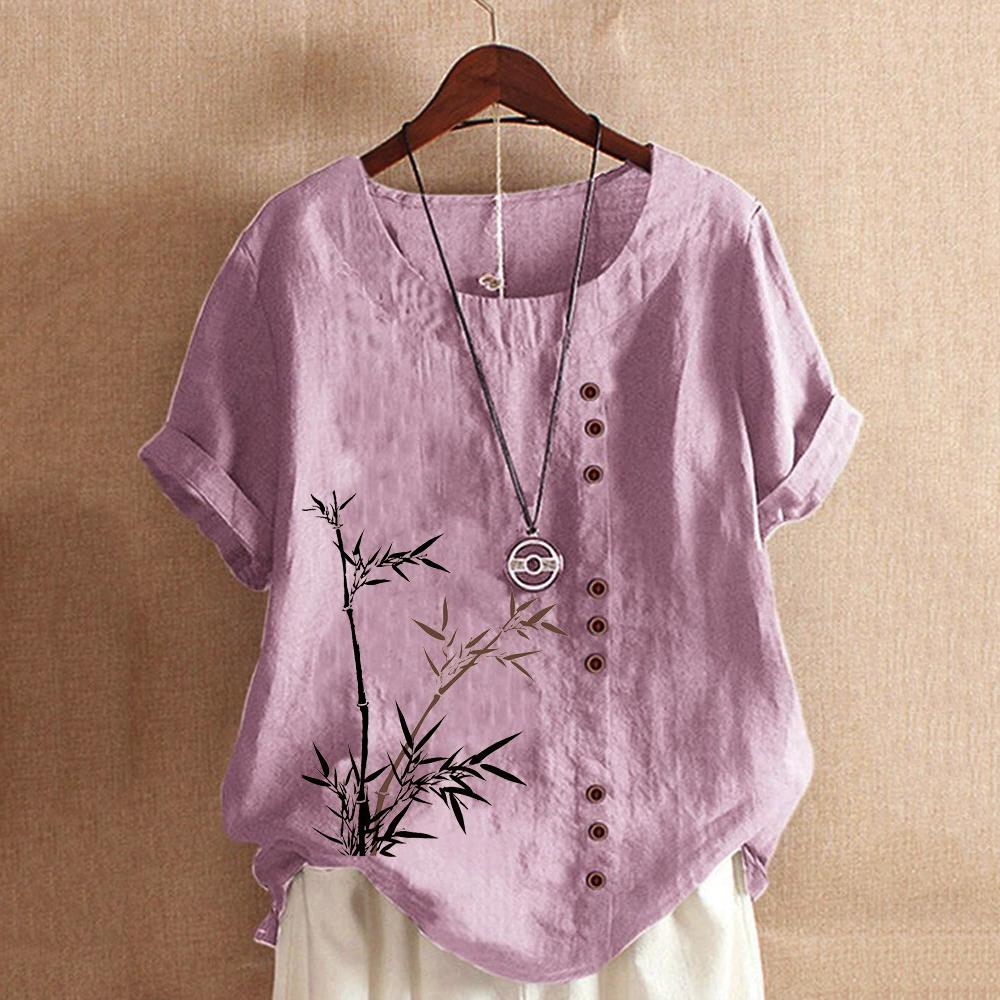 

Женская повседневная рубашка большого размера с принтом, свободная туника на пуговицах, блузка, топы XXXXL фиолетовый