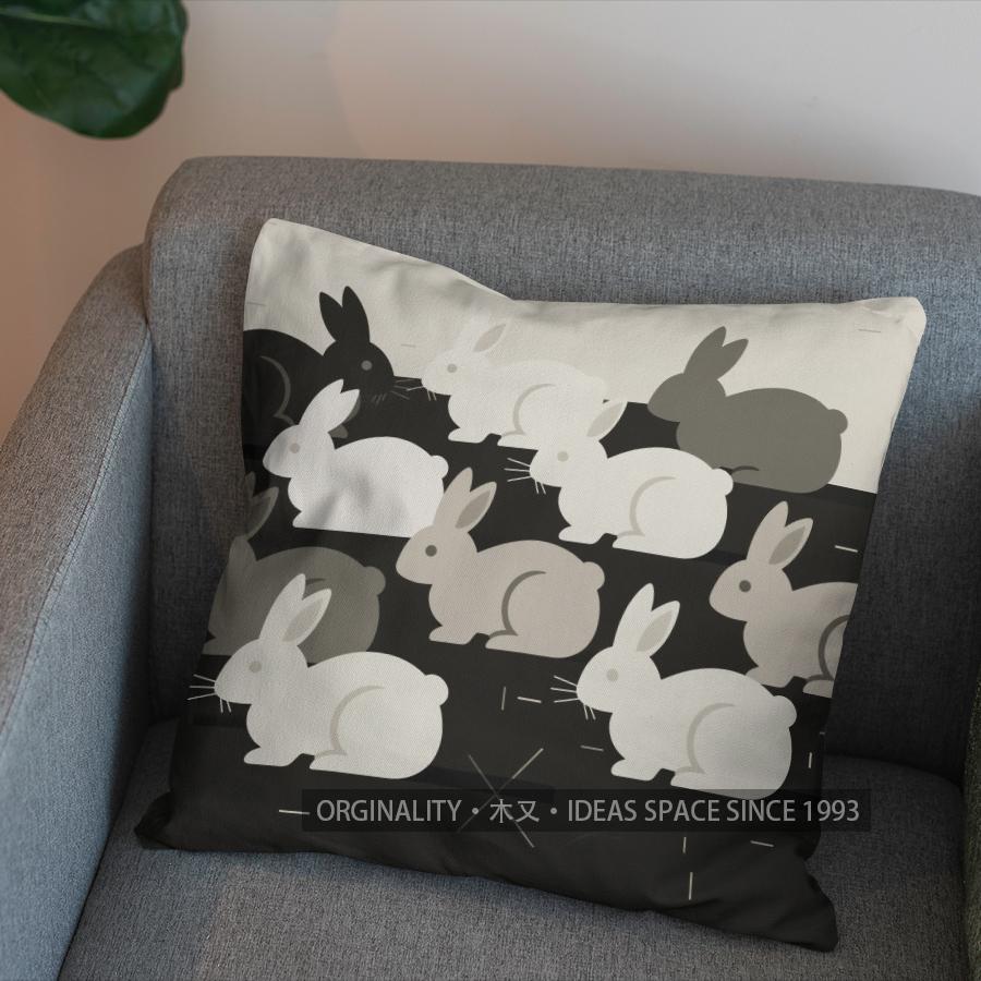 2D Geometric Rabbit Pattern Digital Print Pillow Pattern Cushion Cover Suitable For Sofa Bedroom Car Pillow Cover