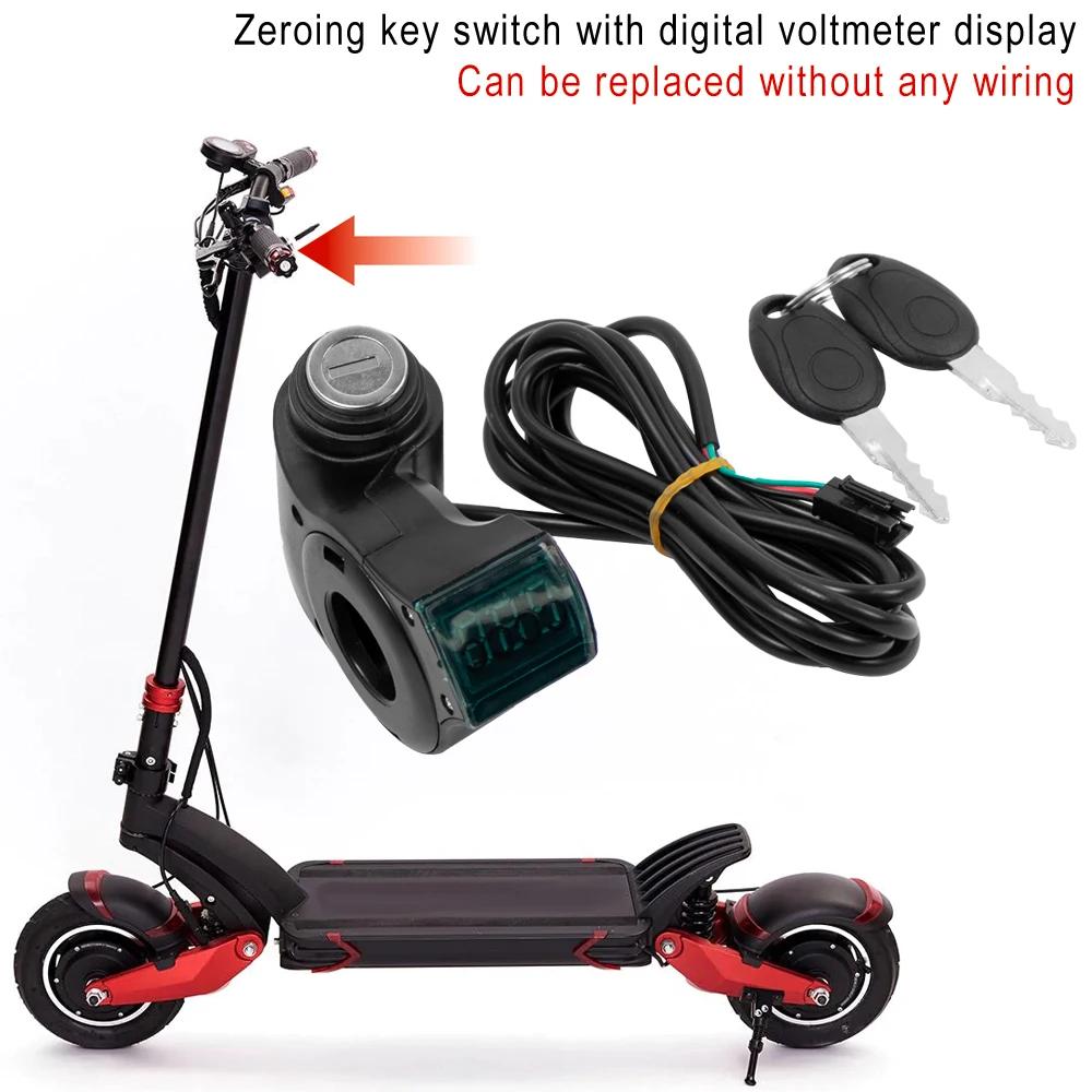 Pro ZERO 8X 10X 11X Klíček zapalování Klíč napájení Zámek Plyn palcem Voltmetr Digitální displej napětí Spínač Napájení Elektrická koloběžka