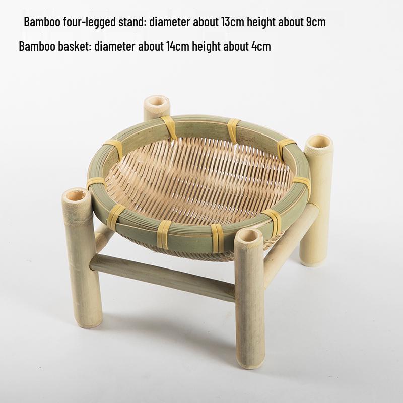 Handmade Bamboo Weaving Sieve Basket Storage and Snack Plate Set