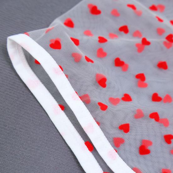 Men Boxer Underwear Elastic Mid-rise Perspective Hollow Mesh Design Boxer Briefs Heart Pattern Underwear Anniversary Gift