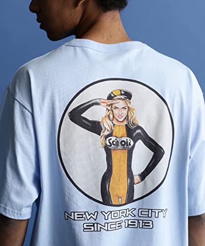 Schott SS T-SHIRT "PIN-UP" / Short Sleeve T-Shirt "Pin-Up" Men's Medium 391 Sax 782-3134037