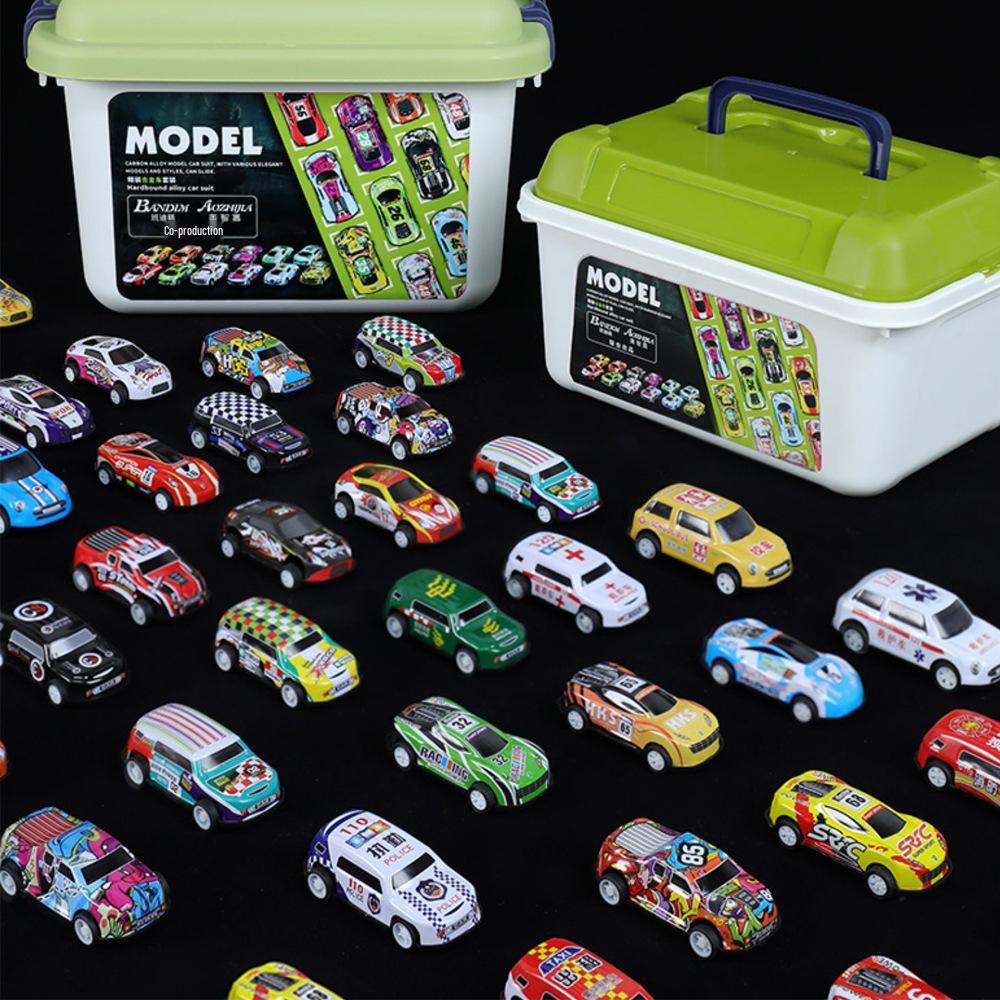 Collector's Edition Storage Bucket: 30 Alloy Pull-Back Racing Cars Tin Set