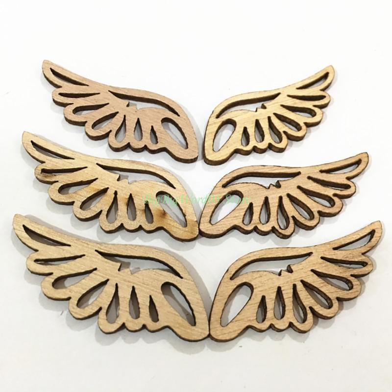 24TE 10PCS Wing Shaped Cutouts Unfinished Slices for Painting Home Decoration
