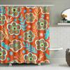 Rustic Floral Shower Curtain Orange Blue Print Bath Decor Fabric Waterproof Home Decoration 72x84 In (180X213 CM)