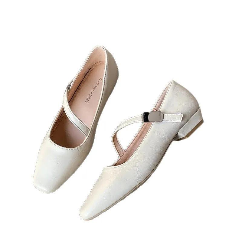 Hot Selling 2025 French style Spring Square Toe Woman Mary Jane Shoes Thick Heels Elegant Outdoor Female Shoes Zapatos De Mujer