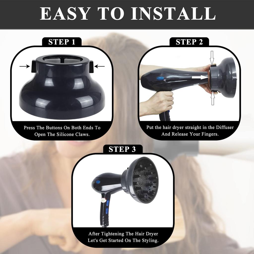 Hair Dryer Diffuser Attachment Universal Adjustable Professional Salon Tool for Curly Hair Fits Most Kinds of Blow Dryer Diameter (4.3-6.5CM)