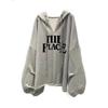Korean Style Loose Lantern Sleeve Lightweight Plus Size Hooded Jacket for Women
