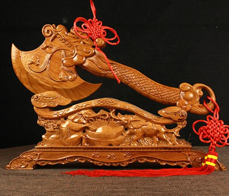 

1 шт. Подвеска Ручной работы из Персикового Дерева в Ретро Китайском Стиле в Виде Топора с Подставкой, Украшение для Дома, Гостиной, Винного Шкафа, Ресепшена