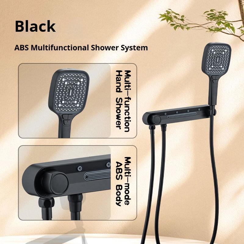 

High Pressure Shower Head with Hose 3 Modes Water Saving Rainfall Shower Head Set Punch-free Installation Bathroom Accessories чорний