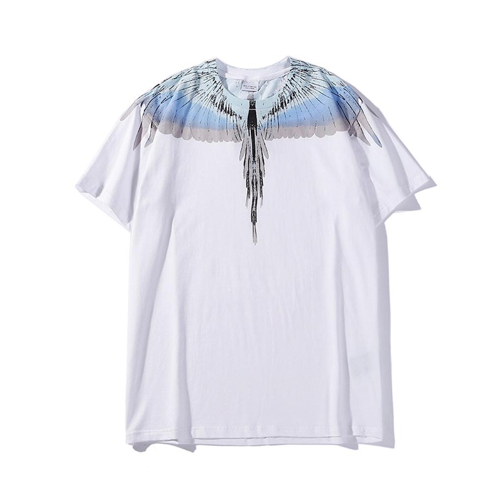 Marcelo Classic Phantom Wings Short Sleeve T-Shirt with Colorful Feathers and Lightning Design