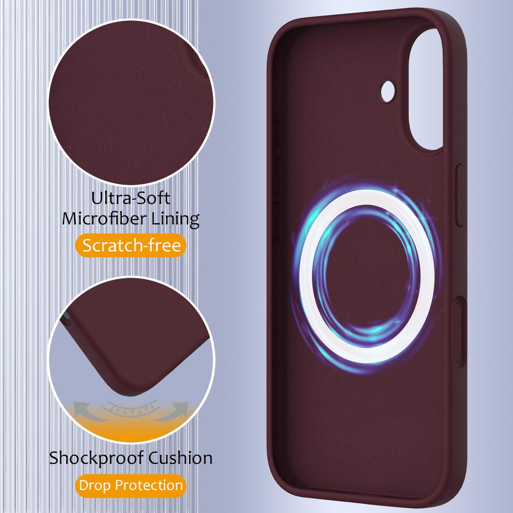 For iPhone 16 Plus Case Liquid Silicone Phone Cover Compatible with MagSafe