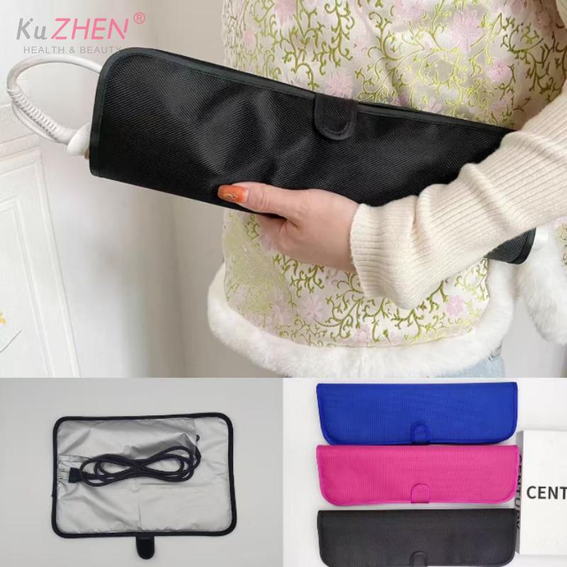 1*Portable Anti-Heat Mats Heat Resistant Mat Pouch For Hair Straightener Flat Iron Curling Iron Prevent Burns Styling Organizer