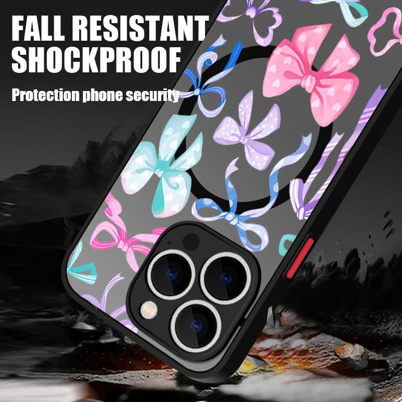 Colorful Bowknots Pattern Case For iPhone 17 Pro Max Magnetic For Magsafe Hybrid TPU+PC Matte Cover For iPhone 16 Pro Max 15 14 13 12 11 16E Air