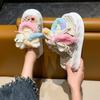 Fashion Kawaii 5.5CM Summer Women Weave Slippers Platform Shoes Mules Flip Flops Candy Color Sandals Flat Casual Soft Cute Outdoor Shoes