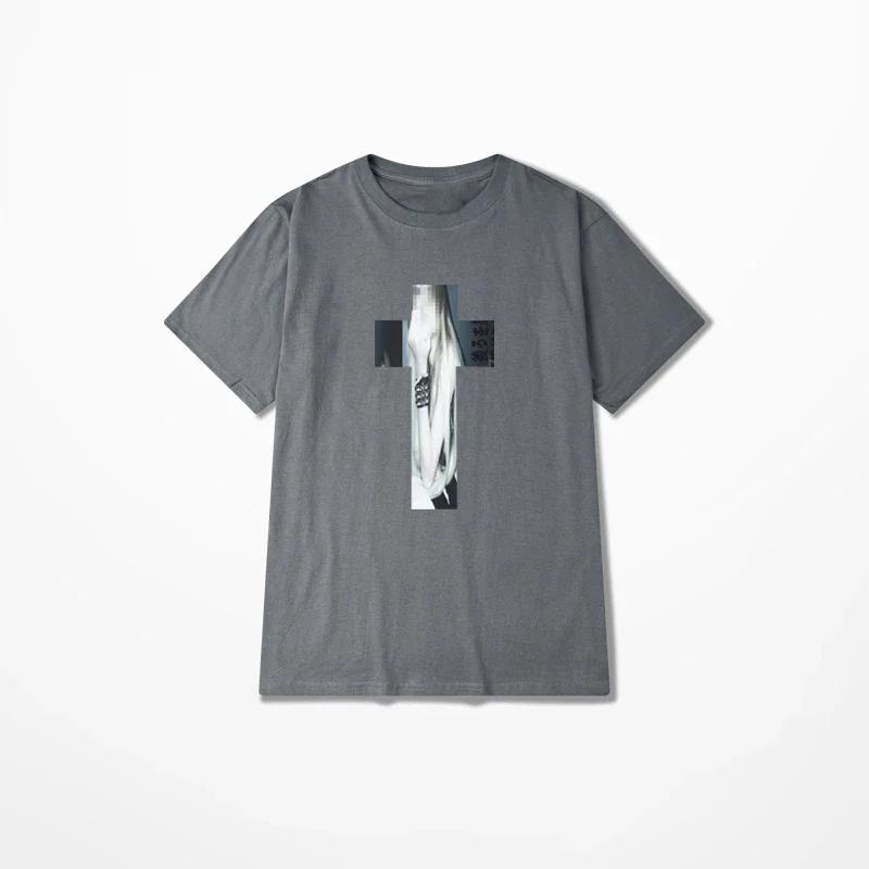 Letní Americké Retro Ins Cross Hip Hop Grafické Tričko Módní Streetové Oblečení Punk Goth Y2K Top s Polovičním Rukávem