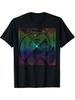 Mens 220g Heavy 100 Cotton Tshirt Sacred Geometry Fibonacci Spiral Rainbow Black Colorful Digital Print
