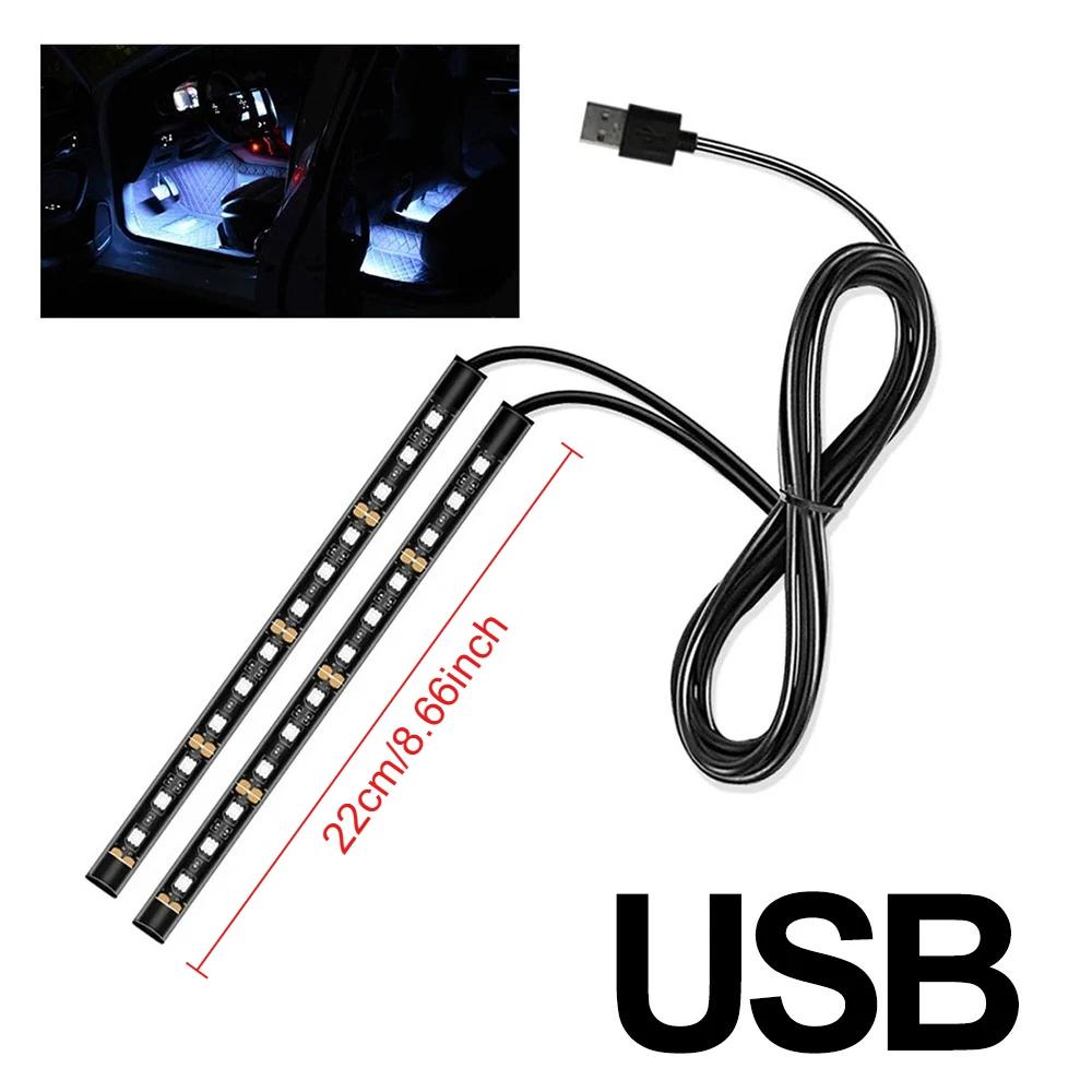 LED Ambient Mood Foot Light Strips USB/Cigarette Lighter Car Mood Lighting Car LED Ambient Light Interior Decorative Lamps 1Pc