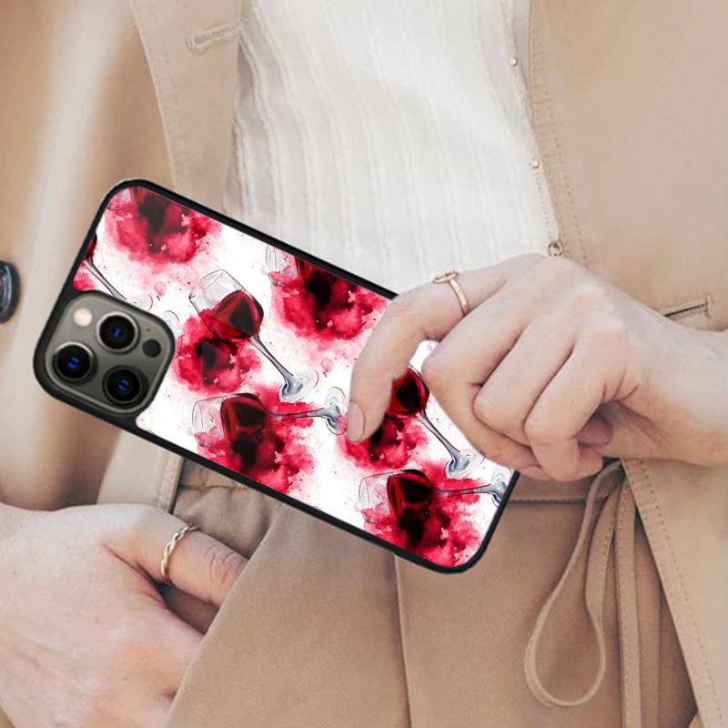 Red Wine Glass Art Magnetic Phone Case For APPLE iPhone 17 Air 16 14 13 12 Pro Max 15 Plus Wireless Charge With MagSafe Cover