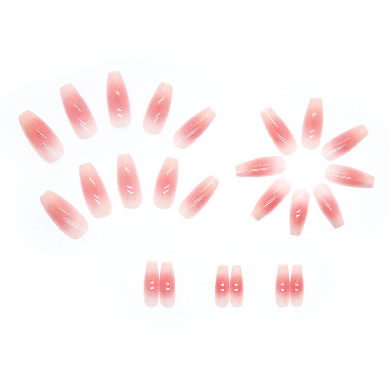 24 Stück Pure Desire Simple Aurora Glitter Lange Ballettnägel Eis Transparent Weiß Nagelstück Gefälschte Nägel Fee Volle Muse