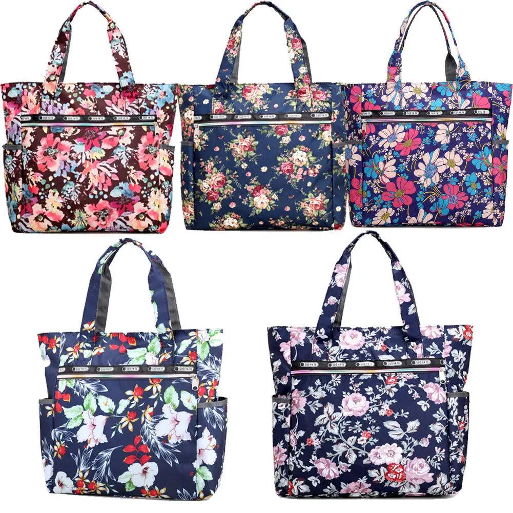 Damen Lunchtasche Mode Flora Aufdruck Student Picknick Lunchtaschen Wasserdichte Handtasche Beutel Große Kapazität Tragetaschen