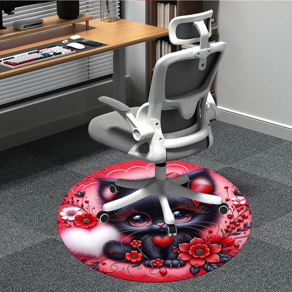 

1pc Kitten Heart Flowers Chair Carpet for Office, Non-slip, Soft and Durable Office Rug for Decoration, Perfect for Office yy260105053 80cm by 80cm