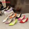 Fashion Aphixta Plus Size 35-53 Hot Sale 2.75Inch Square Heel Patent Leather Shoes Women Pumps Red Sole Work Pointed Toe