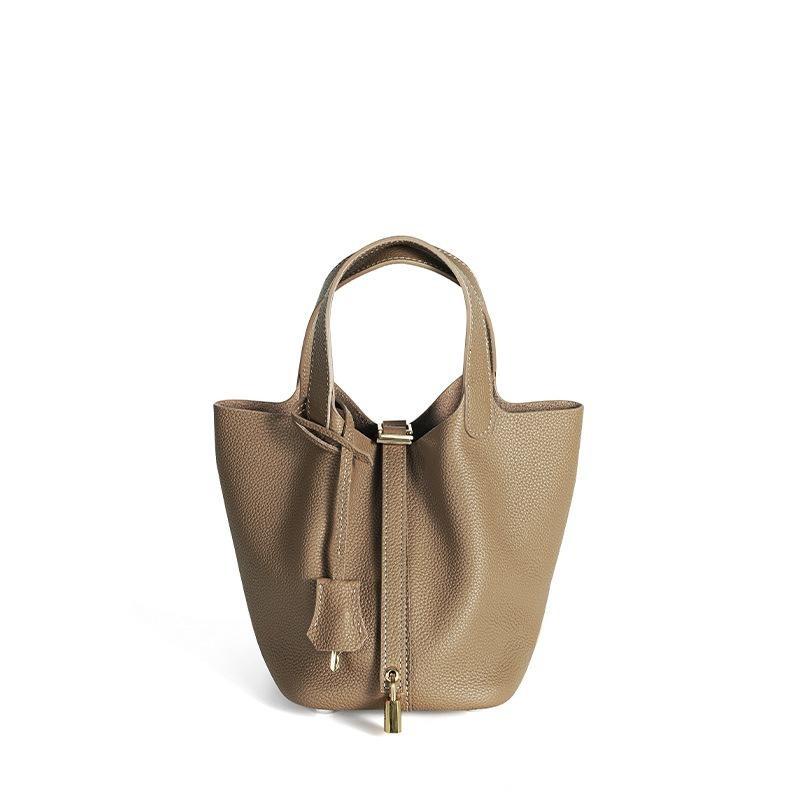 Vegetable Basket Bag Women's High-quality Leather Exquisite Bucket Bag, Niche Large-capacity Women's High-end Handbag