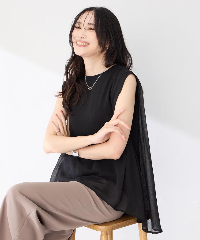 AC by Alpha Cubic Sheer Tuck Tunic Black Women's Top, 351651,