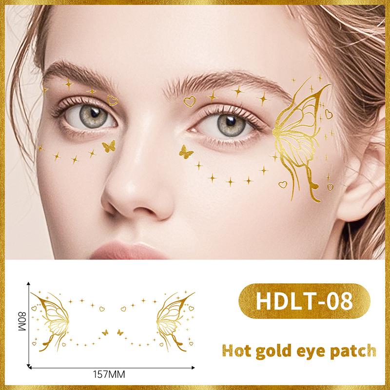

Butterfly Glitter Stickers Face Tattoo Flash Gold Temporary Metalic Tattoos Waterproof Makeup Decals For Girls Party Festival as the picture