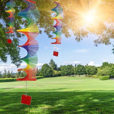 Moinho de Vento Arco-Íris Sino de Vento Móvel Espiral de Vento para Gramado Decoração de Festa Casa Arco-Íris Colorido DIY Ornamento de Jardim Externo