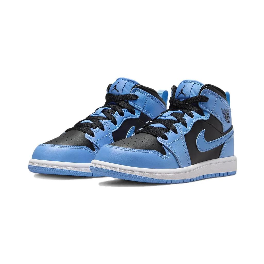 Air Jordan 1 Mid PreSchool 'University Blue Black' (Unisex) University Blue / White / Black Kids' Basketball Shoes DQ8424 401