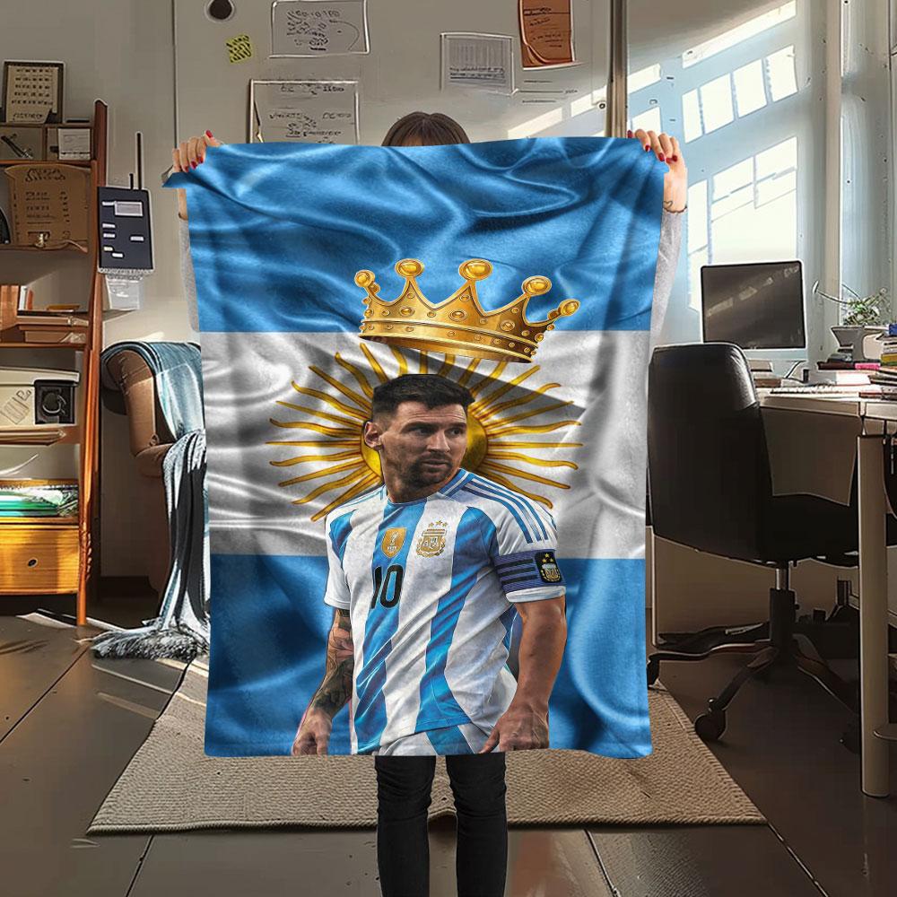 1PC Lionel Messi Patterned Flannel Blanket Suitable For All Seasons for Home Decor Warmth and Comfort Gifts Holiday Present