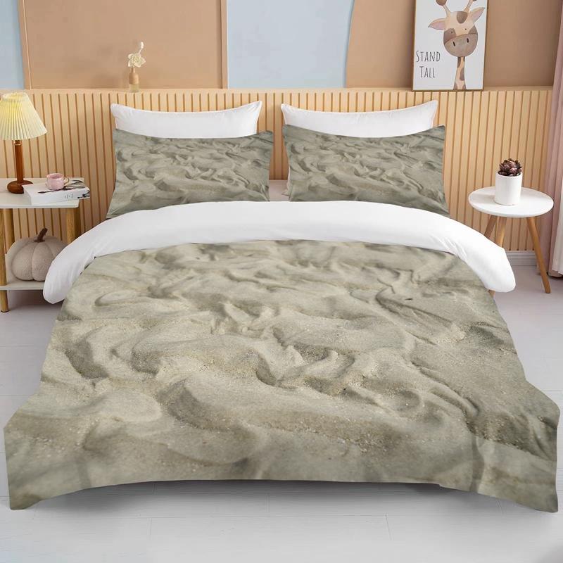 Natur Sand 3D-effekt Sängkläder Set King Size Dubbelsäng Mikrofiber Eller Polyester Påslakan Set Täcke Sängkläder Set