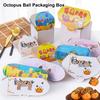100Pcs Disposable Cartoon Octopus Ball Packaging Box Japanese Street Food Takoyaki Takeaway Snack Packing Container Party