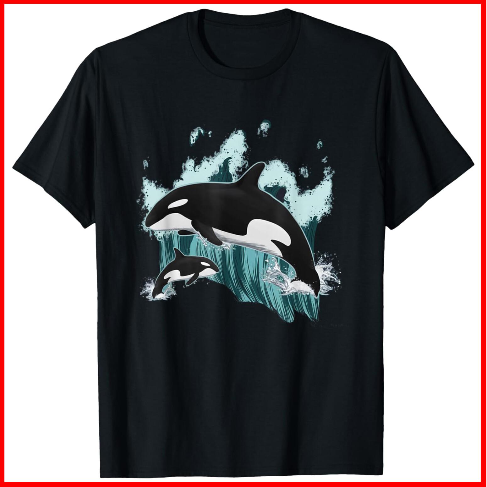 Orca Killer Whale Ocean Orca Black Cotton T-Shirt S-5XL S