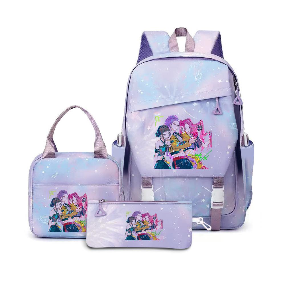 School Season Printed Student Schoolbag Backpack Shoulder Pencil Bag Three-Piece Set