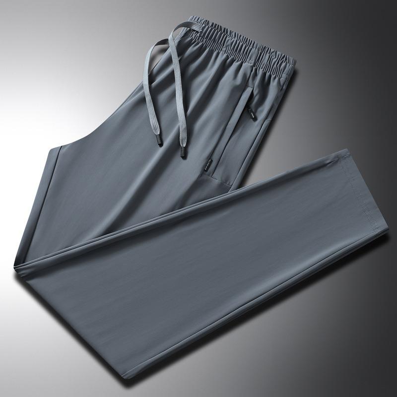 Men's Pants Summer New Ice Pants Men's Summer Casual Pants Loose and Versatile Air-conditioned Pants Quick-drying Solid Color Sweatpants