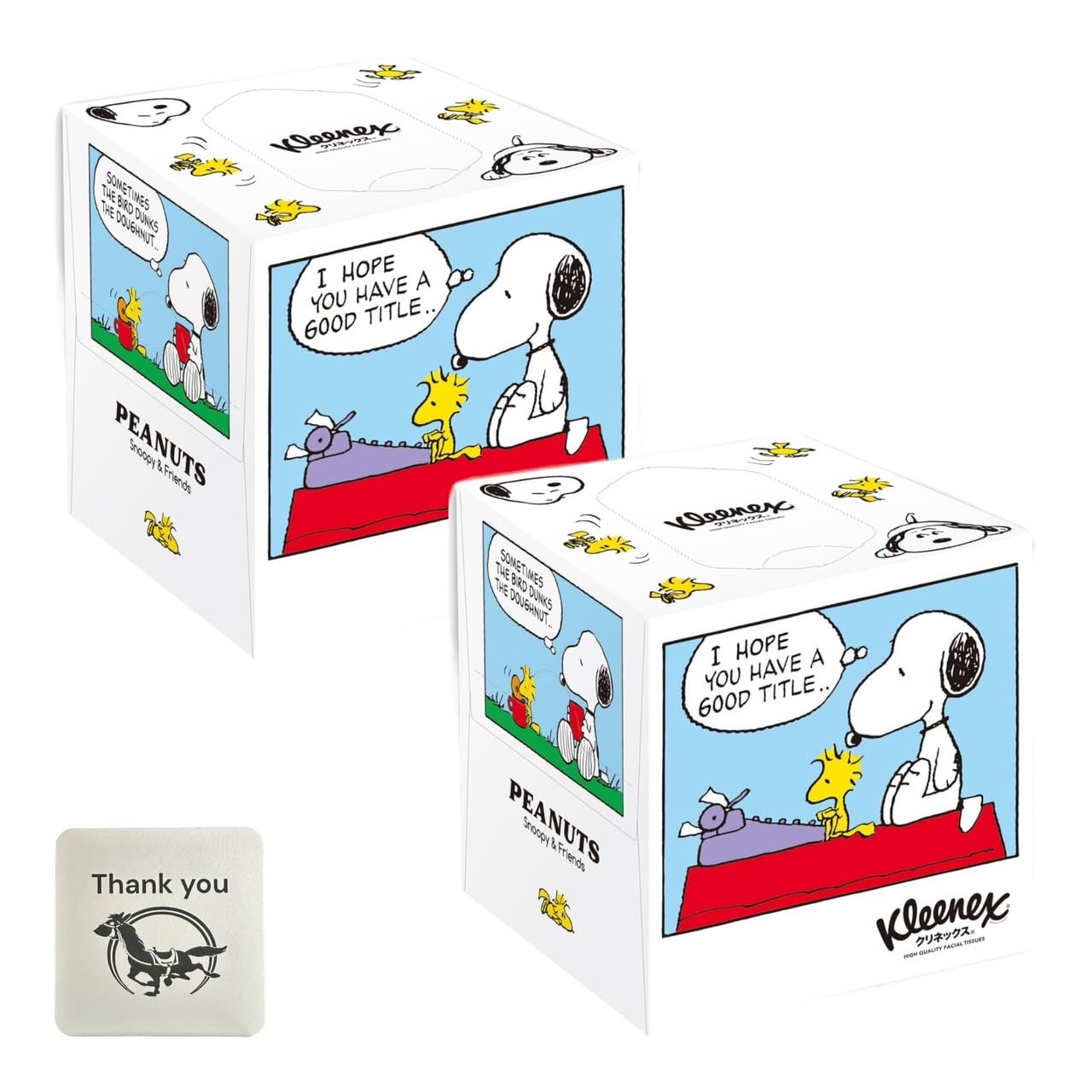 

Kleenex tissue cube shaped Snoopy 160 sheets 2 box set Kunutonn original logo bonus included (80 pairs) +