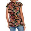 Women's Loose-Fit Fashionable Casual Vintage Print Cap-Sleeve T-Shirt Top