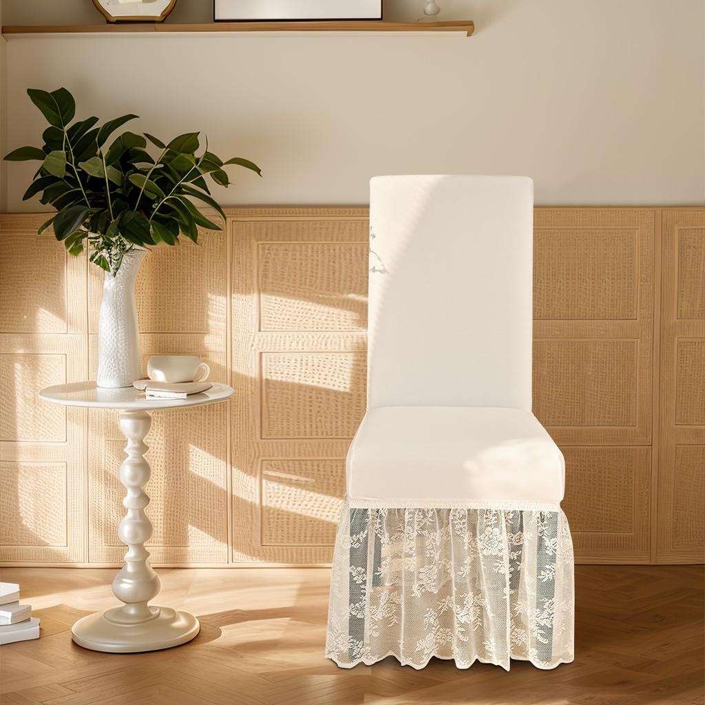 Milk Silk Curtain Lace Skirt Chair Cover High-End Universal Dust-Proof Chair Cover