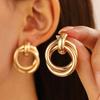 Earrings Fashion Earrings Textured Double Layer Metal Wrapped Earrings Factory Direct Supply [Special Offer]