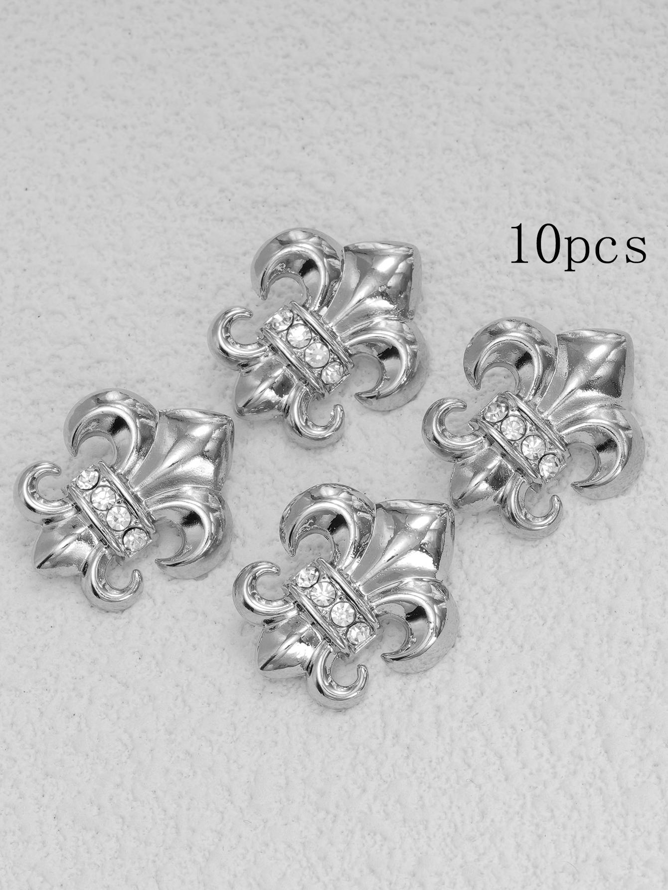 

10Pcs Beautiful Shank Buttons Zinc Alloy Flower Shape Buttons Women S Sweater Coat Accessories 23mm серебряный