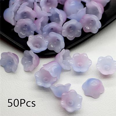 50Pcs Flower Lampwork Beads Trumpet Flower Shape Glass Beads For Jewelry Making Hairpin Handmade DIY Accessories