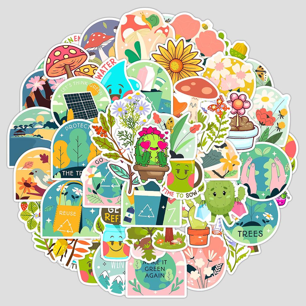 50 Pieces of Nature Protection Graffiti Stickers Creative Charity Promotion Stickers Mobile Phone Computer Waterproof Decorative Stickers