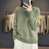 Solid Colour Half High Neck Threaded Stranded Flower Top Women's Pullover Knitted Sweater Tide